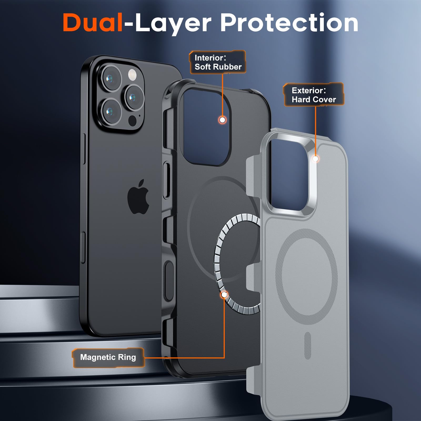 SUPFINE Magnetic for iPhone 12 Pro Max Case, [Compatible with MagSafe][10 FT Military Grade Drop Protection] [Dual Layer Structure Protection] Heavy Duty Full-Body Shockproof Phone Case, Black