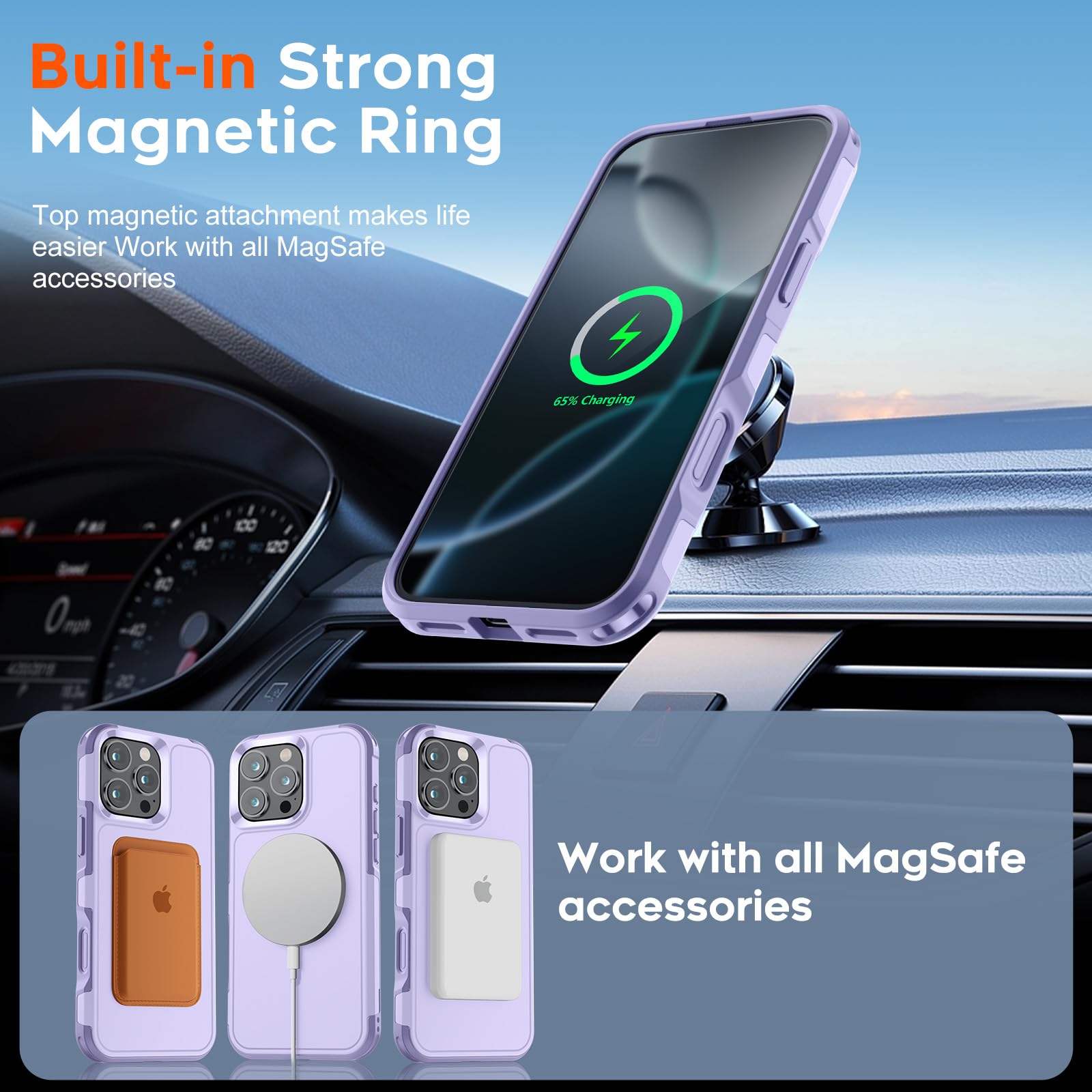 SUPFINE Magnetic for iPhone 12 Pro Max Case, [Compatible with MagSafe][10 FT Military Grade Drop Protection] [Dual Layer Structure Protection] Heavy Duty Full-Body Shockproof Phone Case, Black