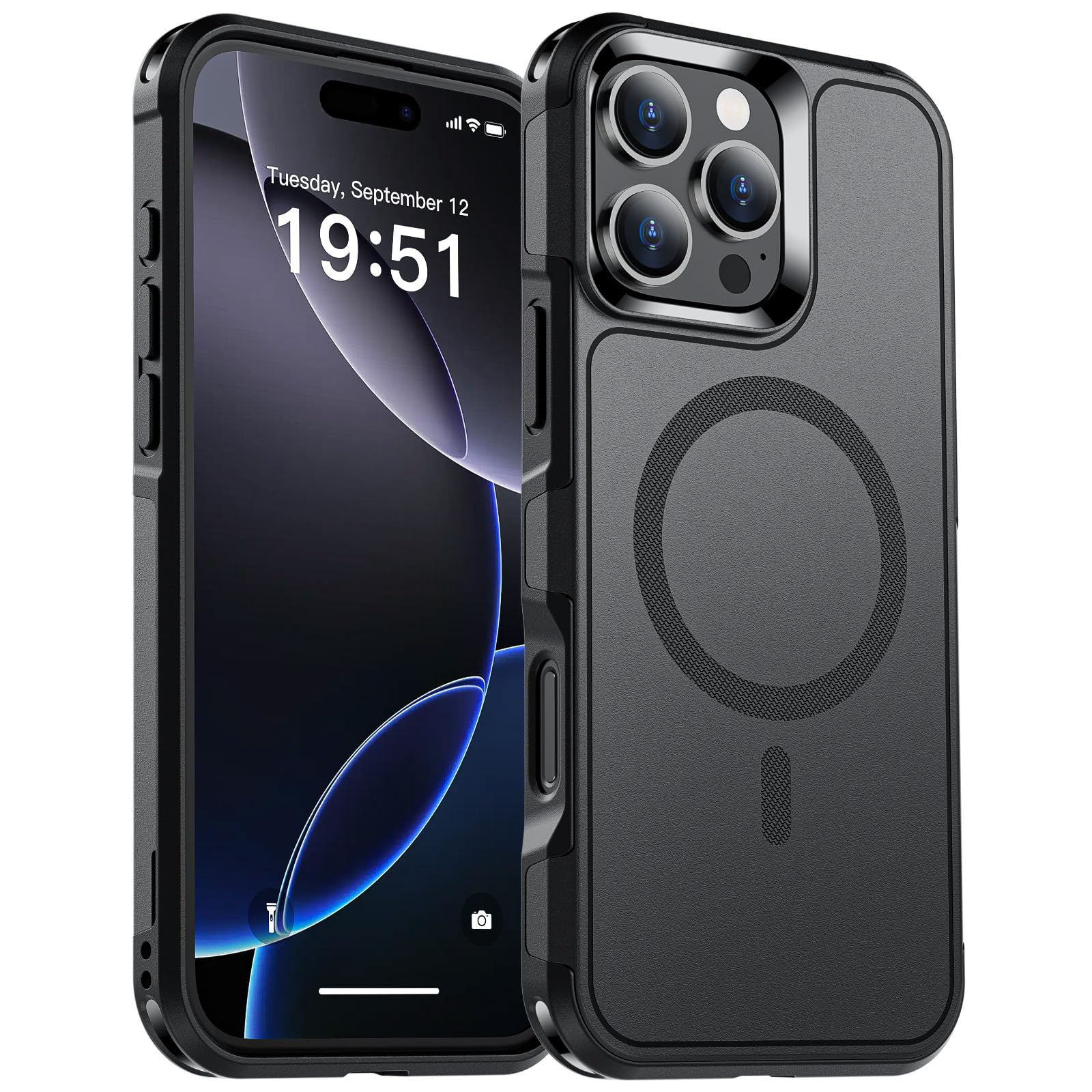 SUPFINE Magnetic for iPhone 12 Pro Max Case, [Compatible with MagSafe][10 FT Military Grade Drop Protection] [Dual Layer Structure Protection] Heavy Duty Full-Body Shockproof Phone Case, Black