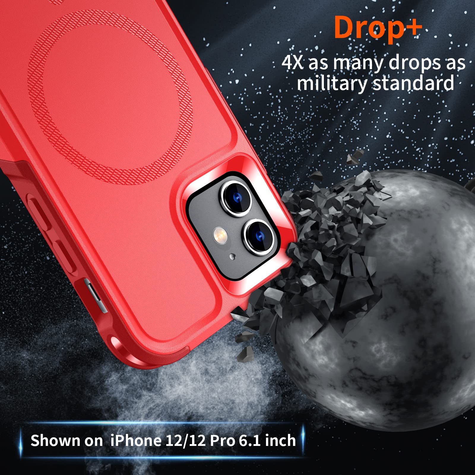 SUPFINE Magnetic for iPhone 12 Pro Max Case, [Compatible with MagSafe][10 FT Military Grade Drop Protection] [Dual Layer Structure Protection] Heavy Duty Full-Body Shockproof Phone Case, Black