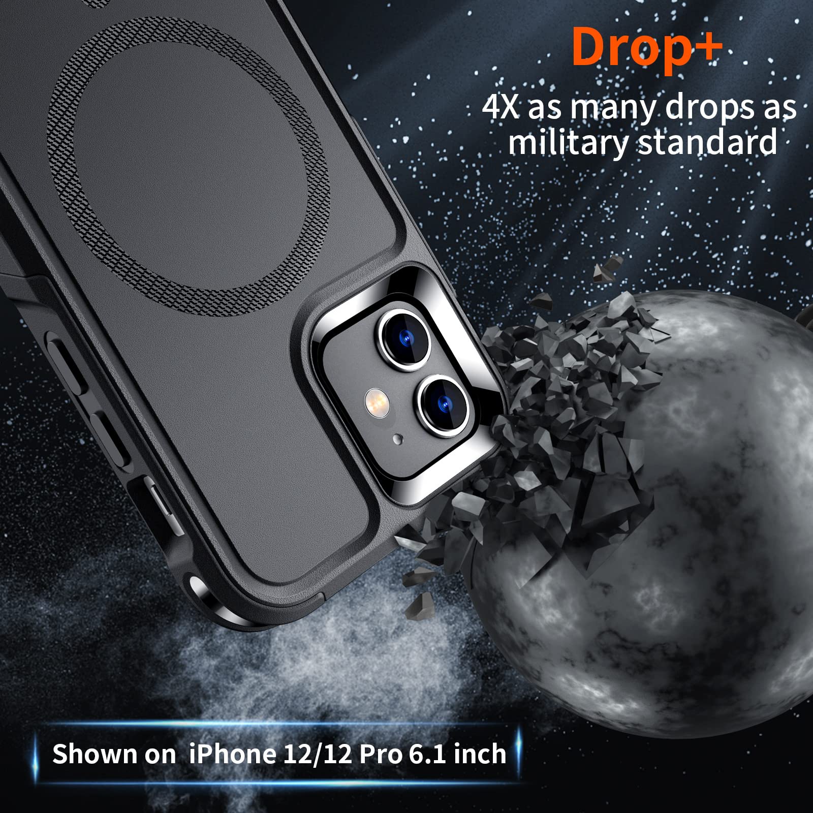 SUPFINE Magnetic for iPhone 12 Pro Max Case, [Compatible with MagSafe][10 FT Military Grade Drop Protection] [Dual Layer Structure Protection] Heavy Duty Full-Body Shockproof Phone Case, Black