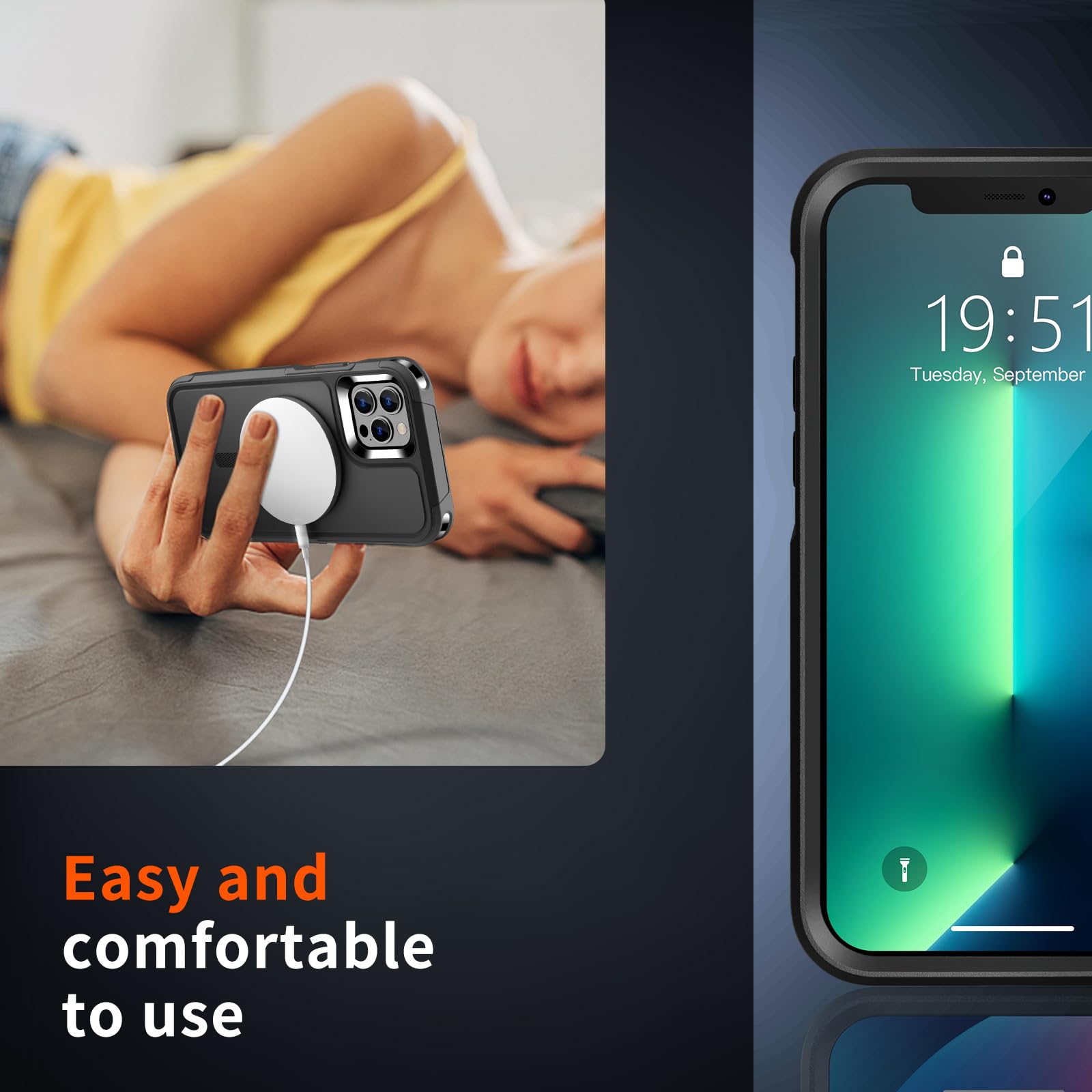 SUPFINE Magnetic for iPhone 12 Pro Max Case, [Compatible with MagSafe][10 FT Military Grade Drop Protection] [Dual Layer Structure Protection] Heavy Duty Full-Body Shockproof Phone Case, Black