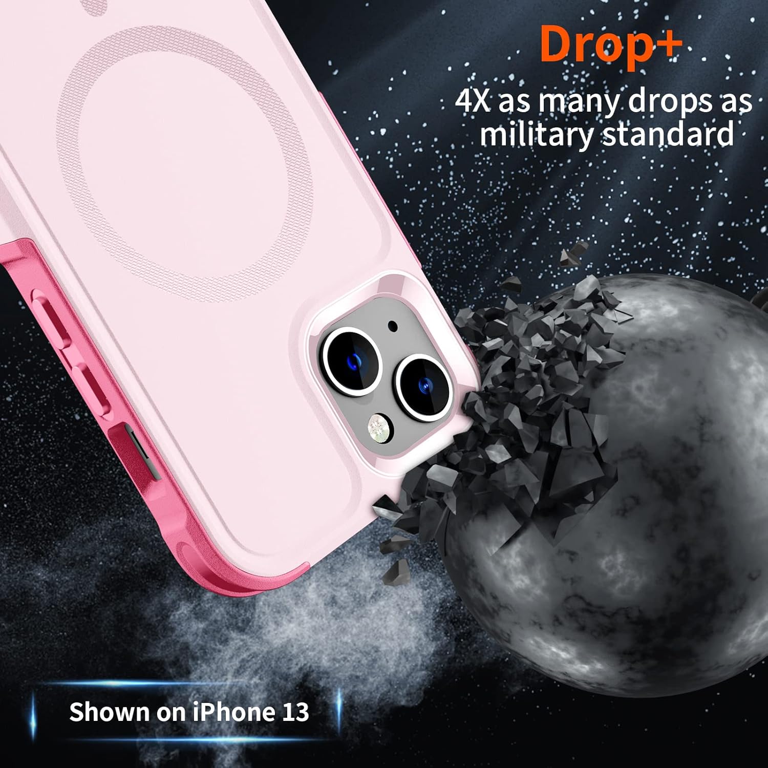 SUPFINE Magnetic for iPhone 13 Case, [Compatible with MagSafe][10 FT Military Grade Drop Protection] [Dual Layer Structure Protection] Non-Slip Heavy Duty Full-Body Shockproof Phone Case,Pink