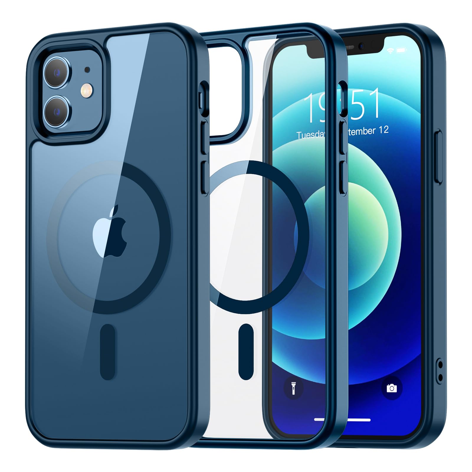 SUPFINE Magnetic for iPhone 13 case & iPhone 14 case, [Compatible with MagSafe][Clear Hard Back with Soft TPU Frame][12FT Military Grade Drop Protection] Shockproof Phone Case,Clear Pink