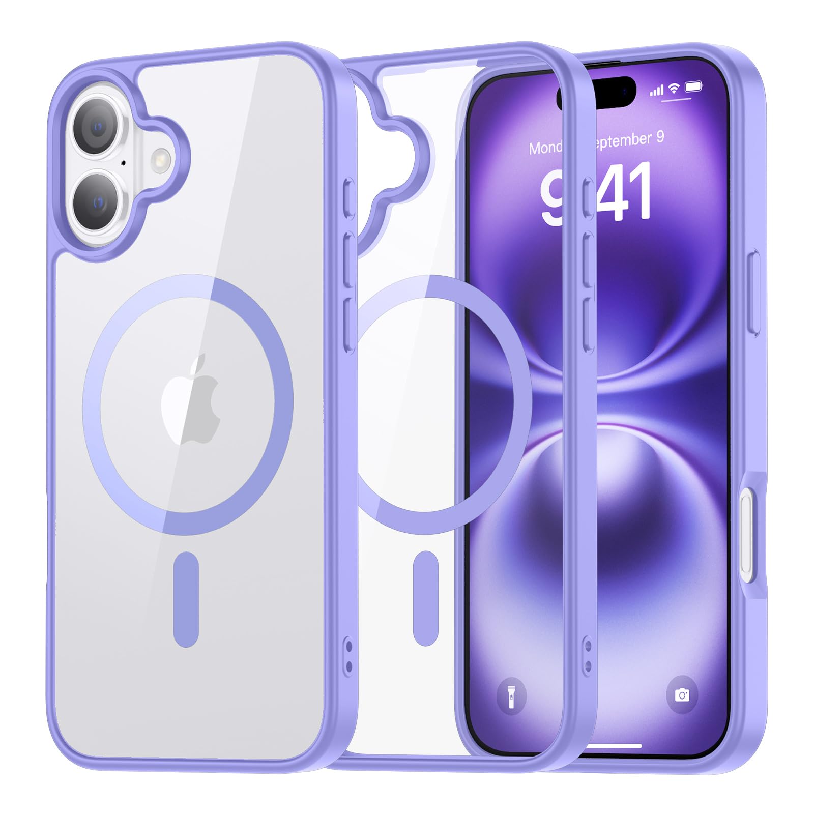 SUPFINE Magnetic for iPhone 13 case & iPhone 14 case, [Compatible with MagSafe][Clear Hard Back with Soft TPU Frame][12FT Military Grade Drop Protection] Shockproof Phone Case,Clear Pink