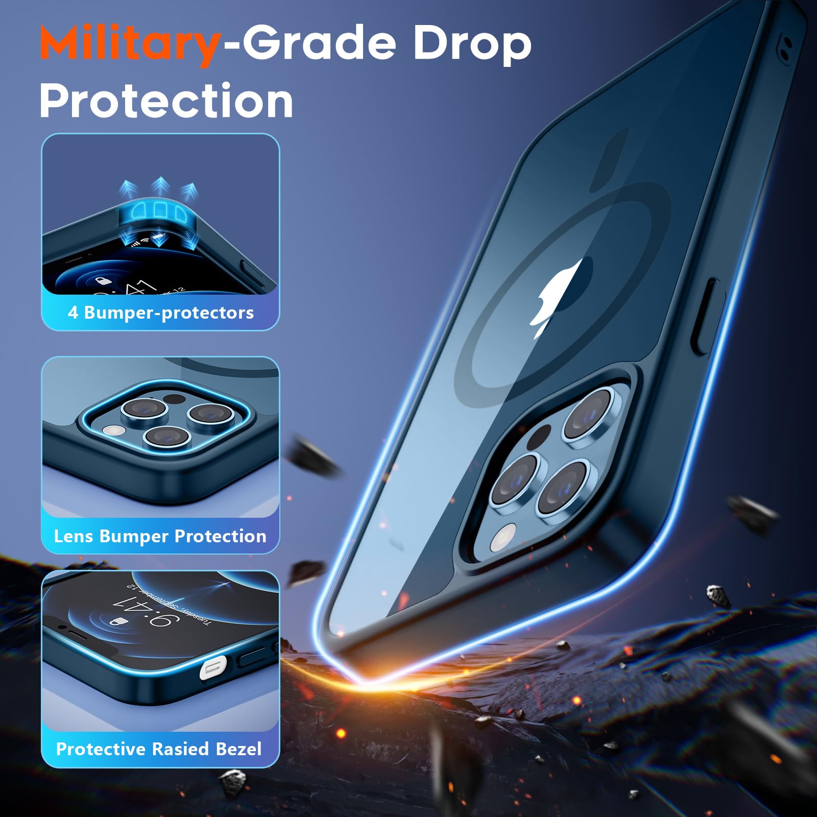 SUPFINE Magnetic for iPhone 13 case & iPhone 14 case, [Compatible with MagSafe][Clear Hard Back with Soft TPU Frame][12FT Military Grade Drop Protection] Shockproof Phone Case,Clear Pink