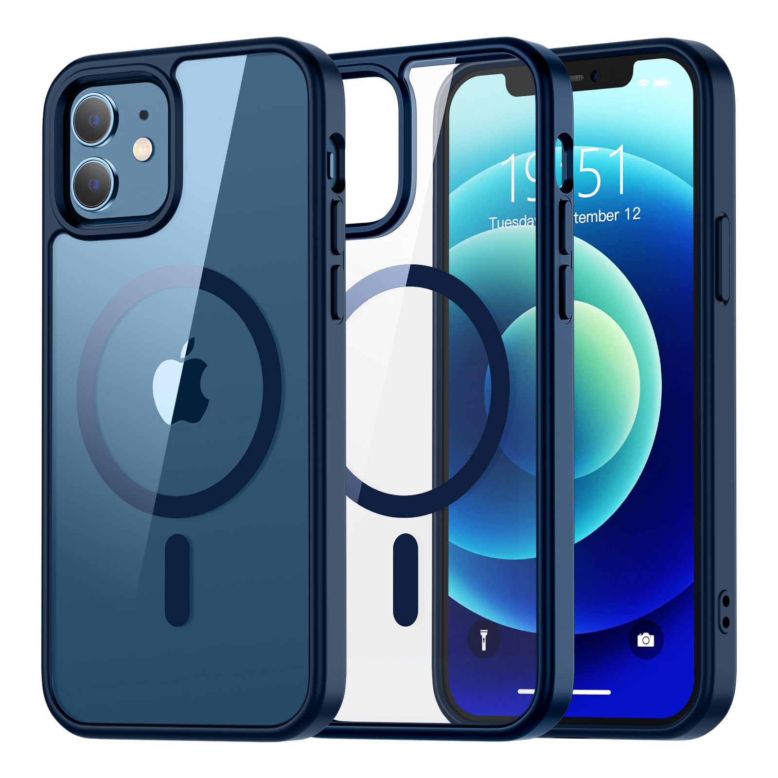 SUPFINE Magnetic for iPhone 13 case & iPhone 14 case, [Compatible with MagSafe][Clear Hard Back with Soft TPU Frame][12FT Military Grade Drop Protection] Shockproof Phone Case,Clear Pink