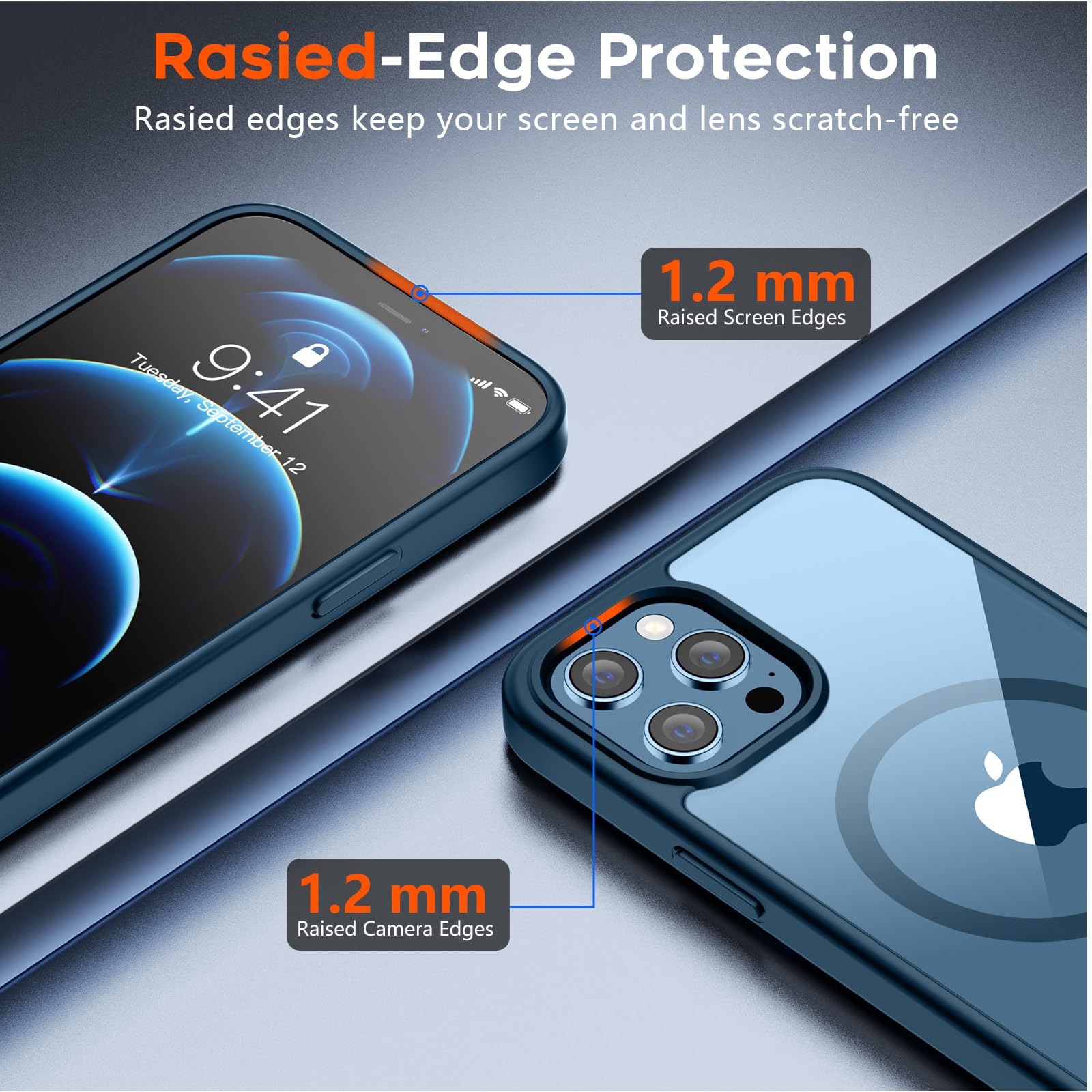 SUPFINE Magnetic for iPhone 13 case & iPhone 14 case, [Compatible with MagSafe][Clear Hard Back with Soft TPU Frame][12FT Military Grade Drop Protection] Shockproof Phone Case,Clear Pink