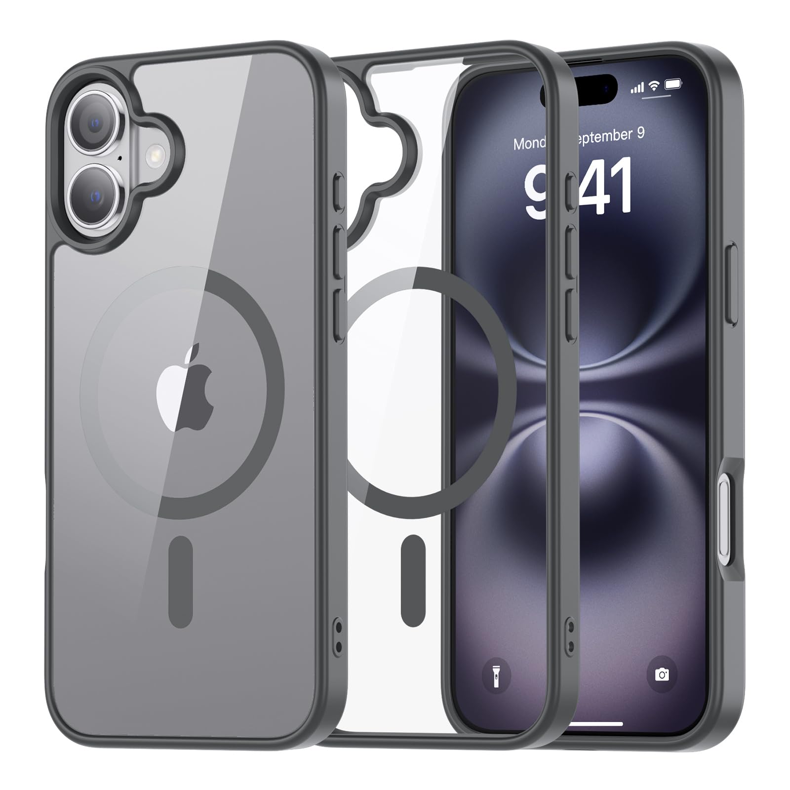 SUPFINE Magnetic for iPhone 13 case & iPhone 14 case, [Compatible with MagSafe][Clear Hard Back with Soft TPU Frame][12FT Military Grade Drop Protection] Shockproof Phone Case,Clear Pink