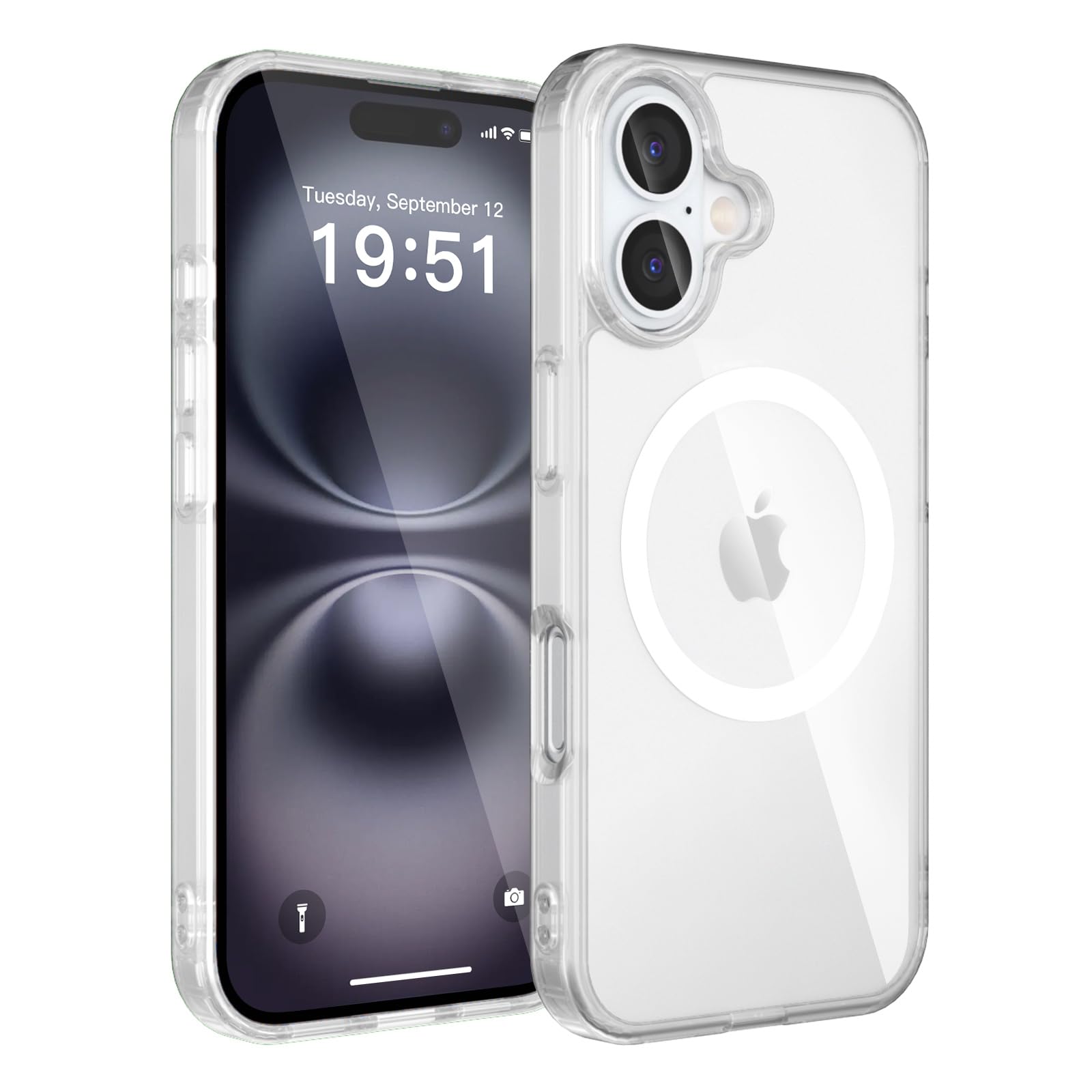 SUPFINE Magnetic for iPhone 13 case & iPhone 14 case, [Compatible with MagSafe][Clear Hard Back with Soft TPU Frame][12FT Military Grade Drop Protection] Shockproof Phone Case,Clear Pink