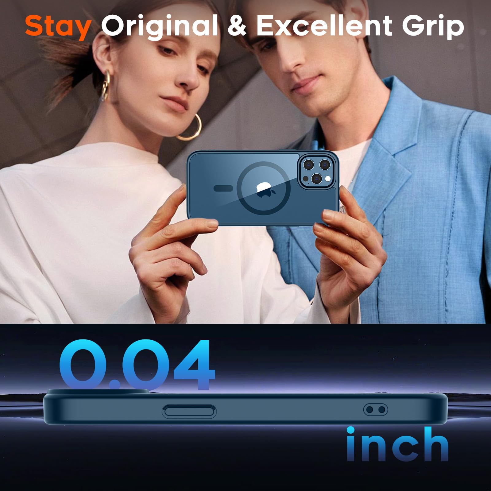 SUPFINE Magnetic for iPhone 13 case & iPhone 14 case, [Compatible with MagSafe][Clear Hard Back with Soft TPU Frame][12FT Military Grade Drop Protection] Shockproof Phone Case,Clear Pink