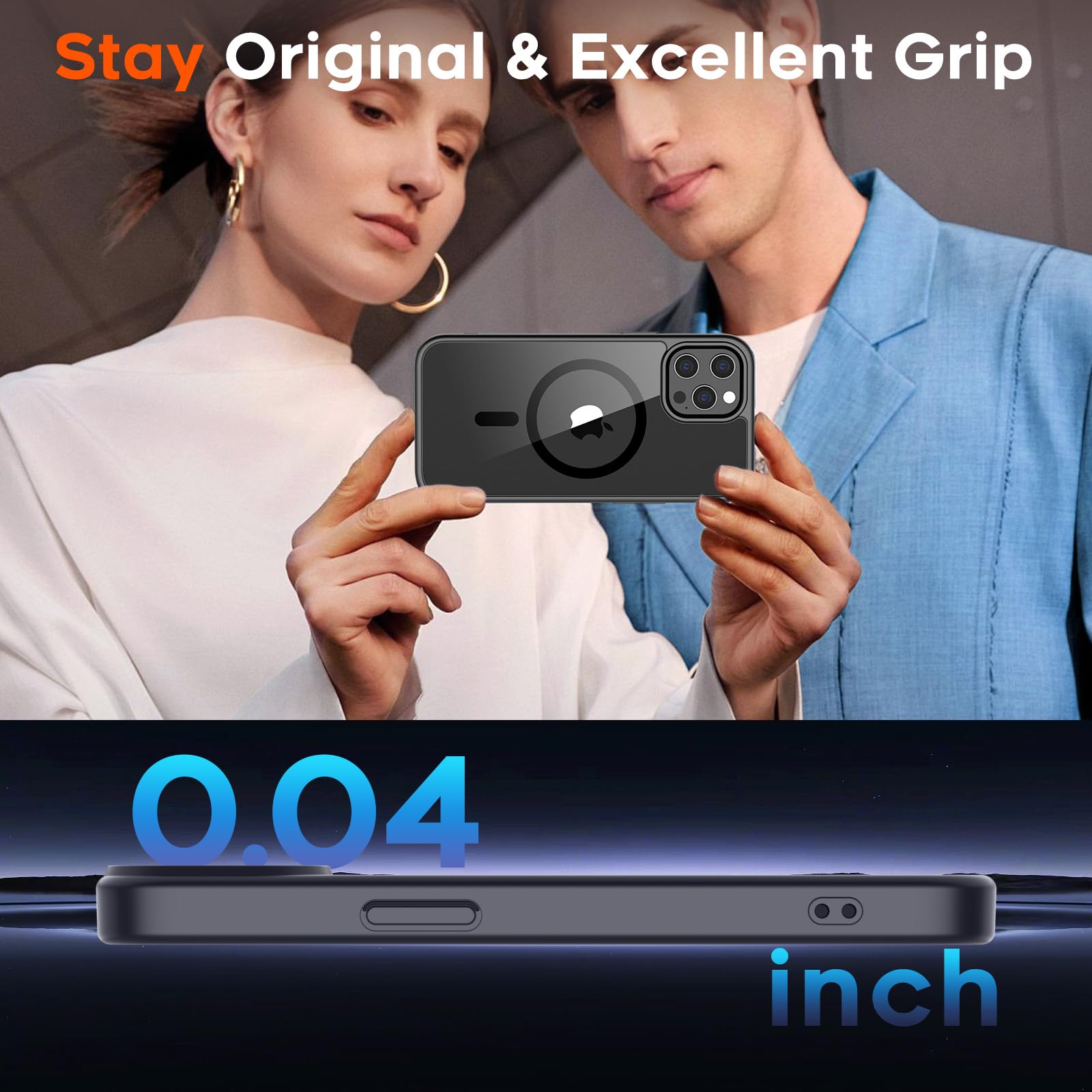 SUPFINE Magnetic for iPhone 13 case & iPhone 14 case, [Compatible with MagSafe][Clear Hard Back with Soft TPU Frame][12FT Military Grade Drop Protection] Shockproof Phone Case,Clear Pink