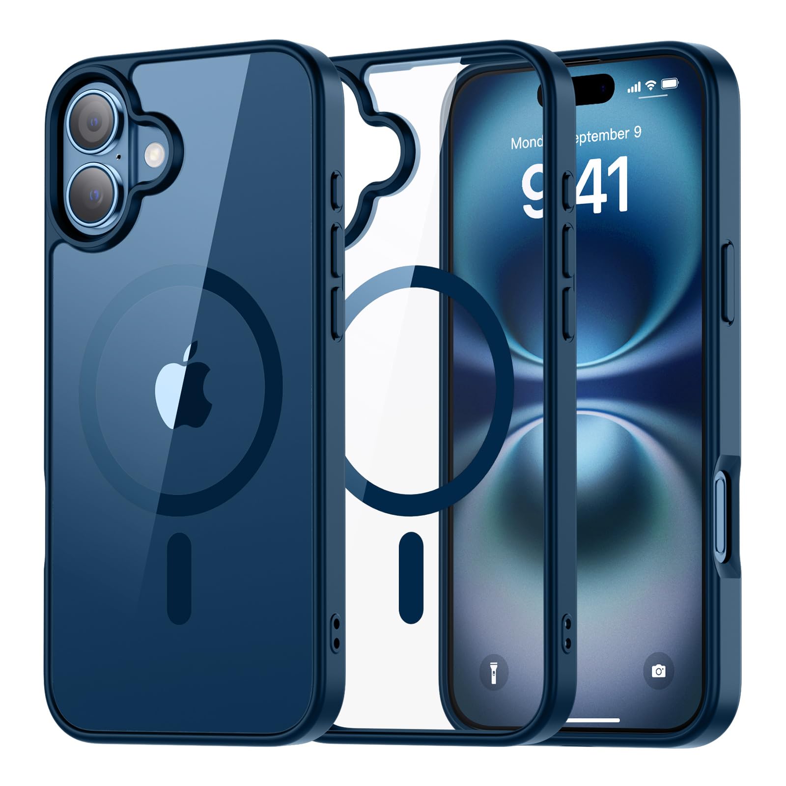 SUPFINE Magnetic for iPhone 13 case & iPhone 14 case, [Compatible with MagSafe][Clear Hard Back with Soft TPU Frame][12FT Military Grade Drop Protection] Shockproof Phone Case,Clear Pink