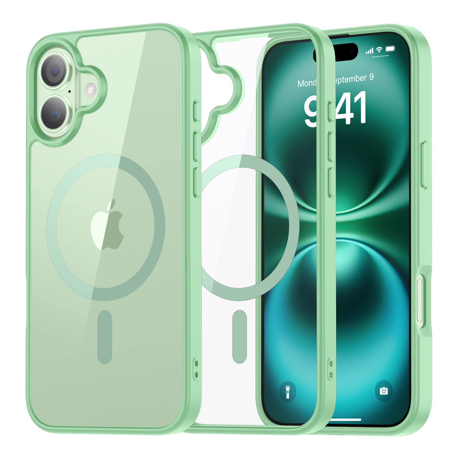 SUPFINE Magnetic for iPhone 13 case & iPhone 14 case, [Compatible with MagSafe][Clear Hard Back with Soft TPU Frame][12FT Military Grade Drop Protection] Shockproof Phone Case,Clear Pink