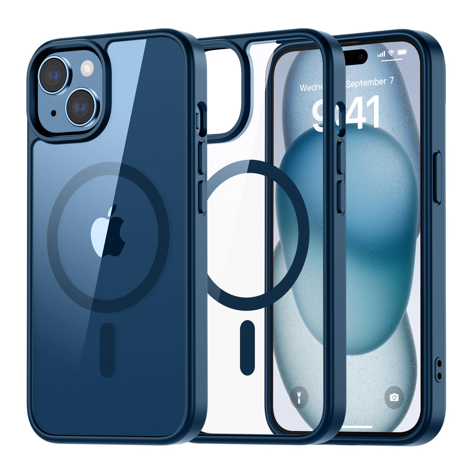 SUPFINE Magnetic for iPhone 13 case & iPhone 14 case, [Compatible with MagSafe][Clear Hard Back with Soft TPU Frame][12FT Military Grade Drop Protection] Shockproof Phone Case,Clear Pink