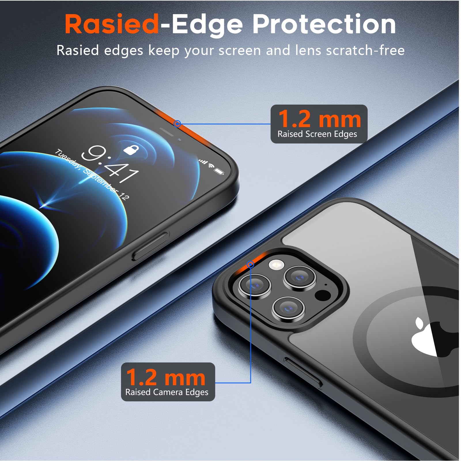 SUPFINE Magnetic for iPhone 13 case & iPhone 14 case, [Compatible with MagSafe][Clear Hard Back with Soft TPU Frame][12FT Military Grade Drop Protection] Shockproof Phone Case,Clear Pink