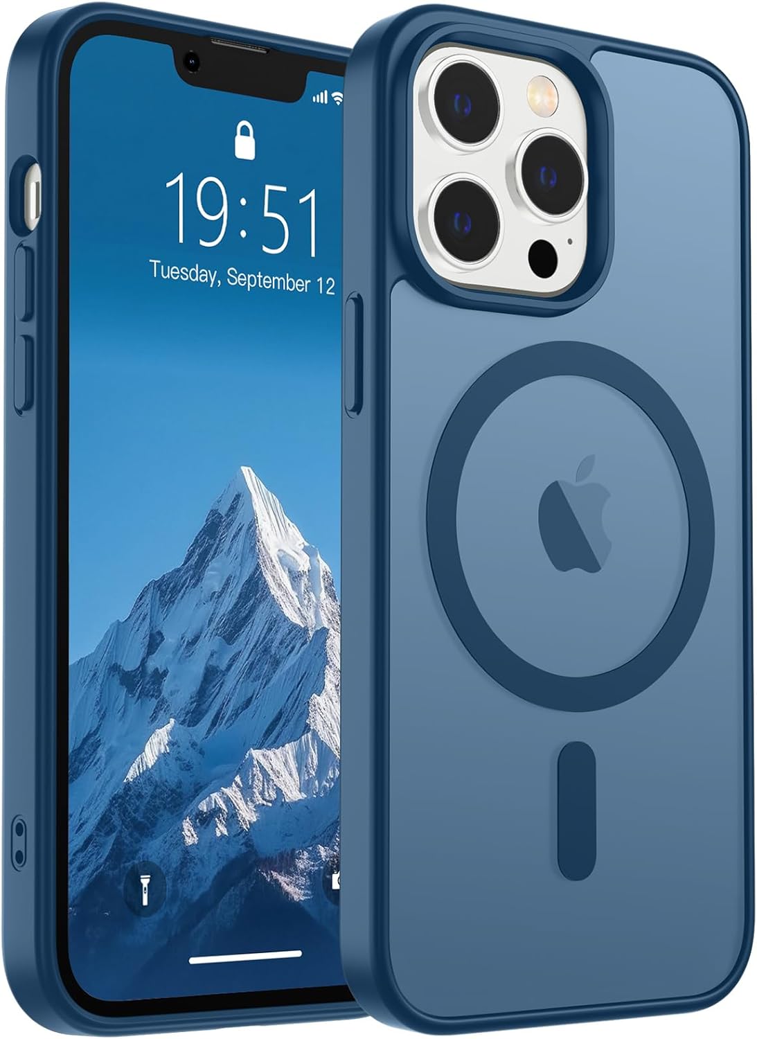 SUPFINE Magnetic for iPhone 13 Pro Case (Compatible with MagSafe) (Military Grade Drop Protection) Slim Translucent Matte Shockproof with Anti-Fingerprint Phone Case,Deep Blue