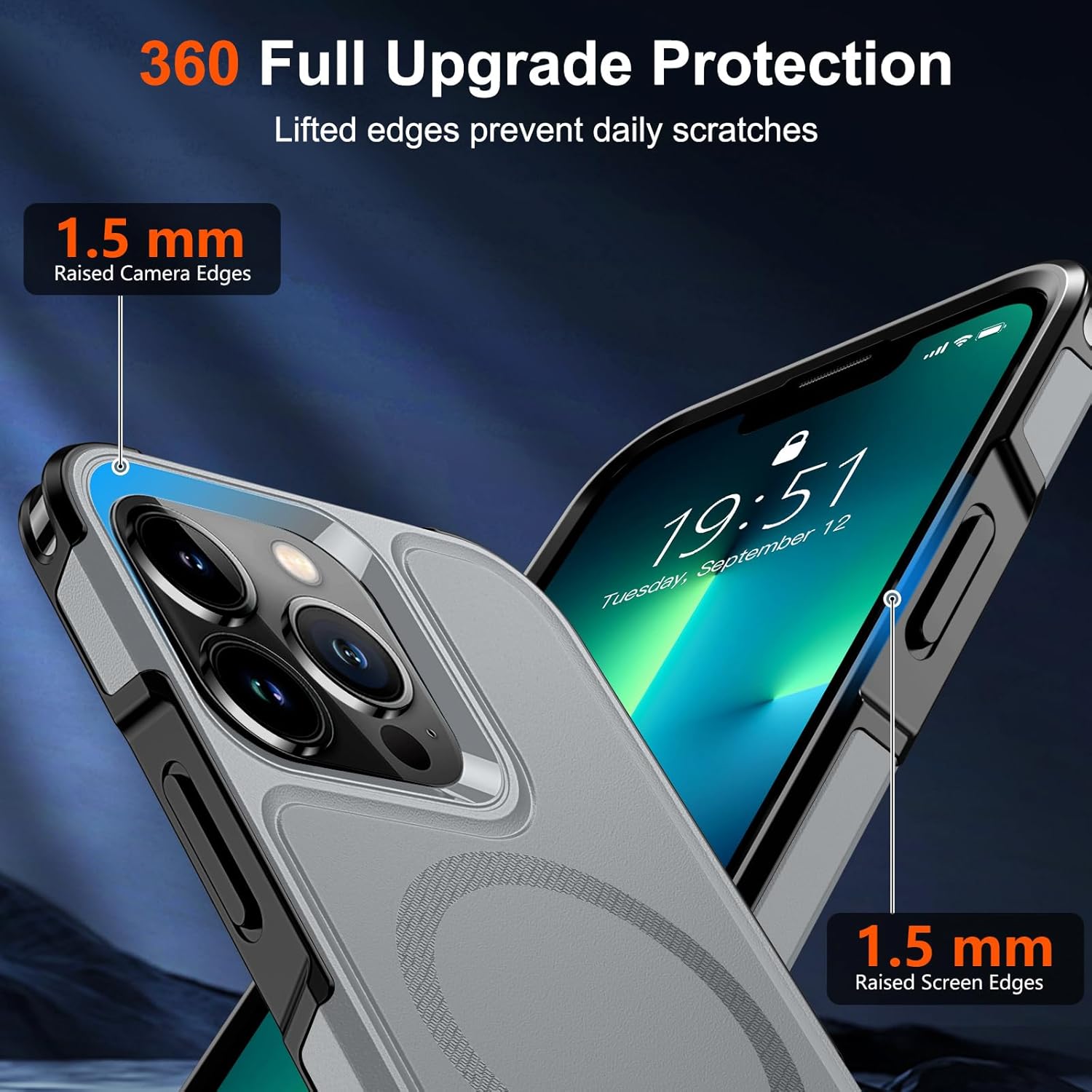 SUPFINE Magnetic for iPhone 13 Pro Case, [Compatible with MagSafe][10 FT Military Grade Drop Protection] [Dual Layer Structure Protection] Heavy Duty Full-Body Shockproof Phone Case,Gray
