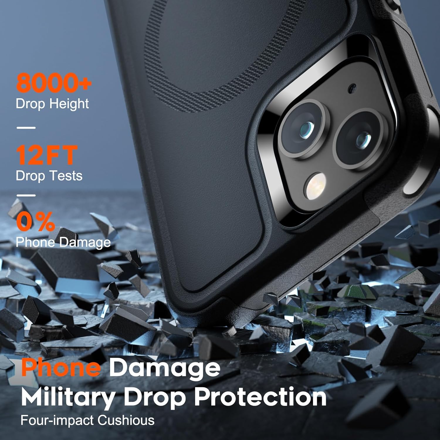 iPhone 14 Case & iPhone 13 Case (Compatible with MagSafe) (Dual Layer Structure Protection) (12 FT Military Grade Drop Protection) Heavy Duty Shockproof Phone Case, Black