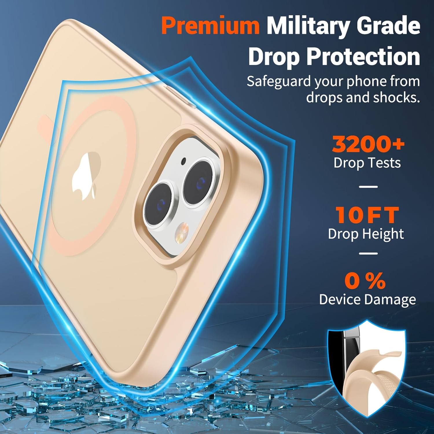 SUPFINE Magnetic for iPhone 14 Case & iPhone 13 Case (Compatible with MagSafe) (Military Grade Drop Protection) Slim Translucent Matte Shockproof Phone Cover,Sand Pink