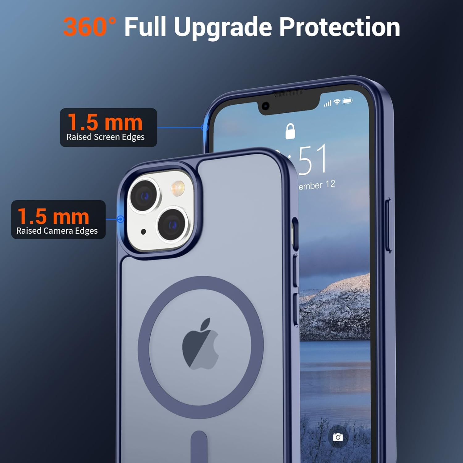 iPhone 14 Case & iPhone 13 Case (Compatible with MagSafe)(Military Grade Drop Protection) Slim Translucent Matte Shockproof Phone Cover,Lavender Gray