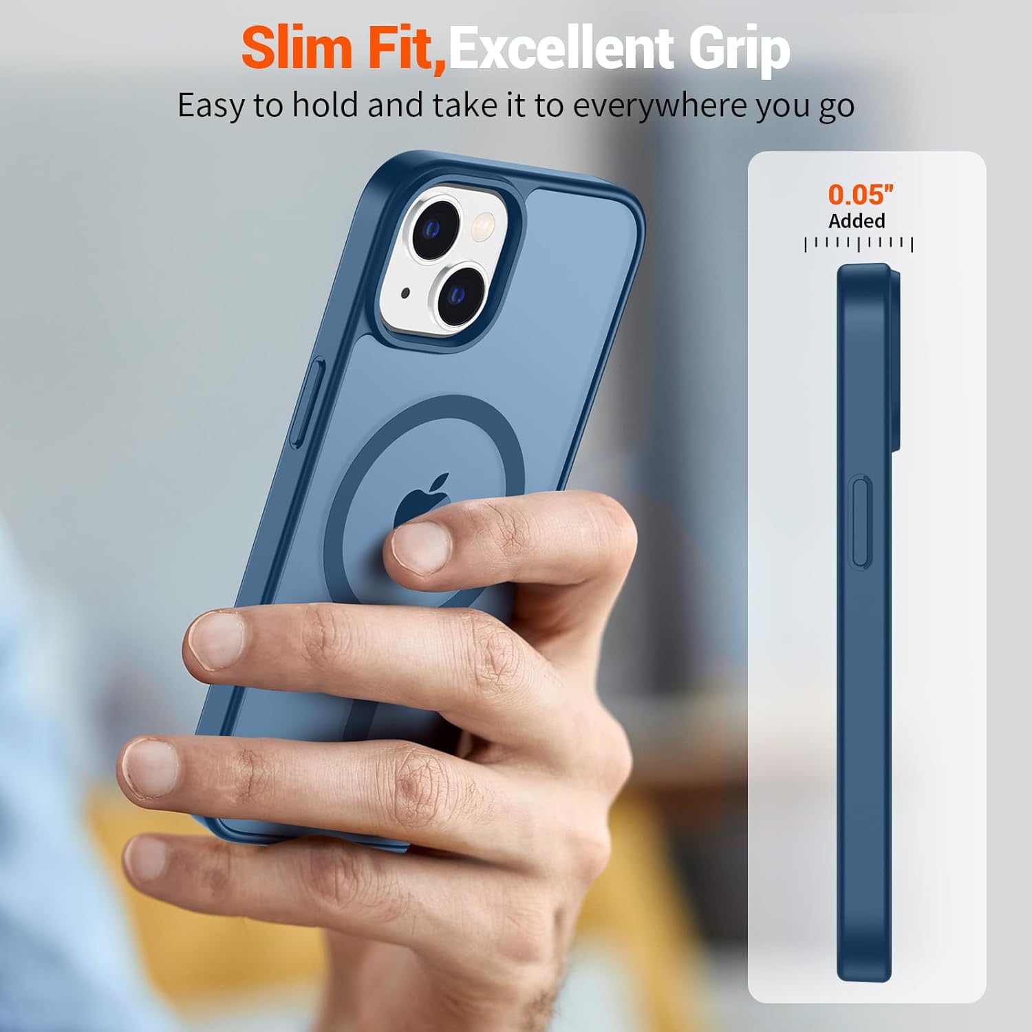 SUPFINE Magnetic for iPhone 14 Case & iPhone 13 Case (Compatible with MagSafe)(Military Grade Drop Protection) Slim Translucent Matte Shockproof with Anti-Fingerprint Phone Case,Deep Blue