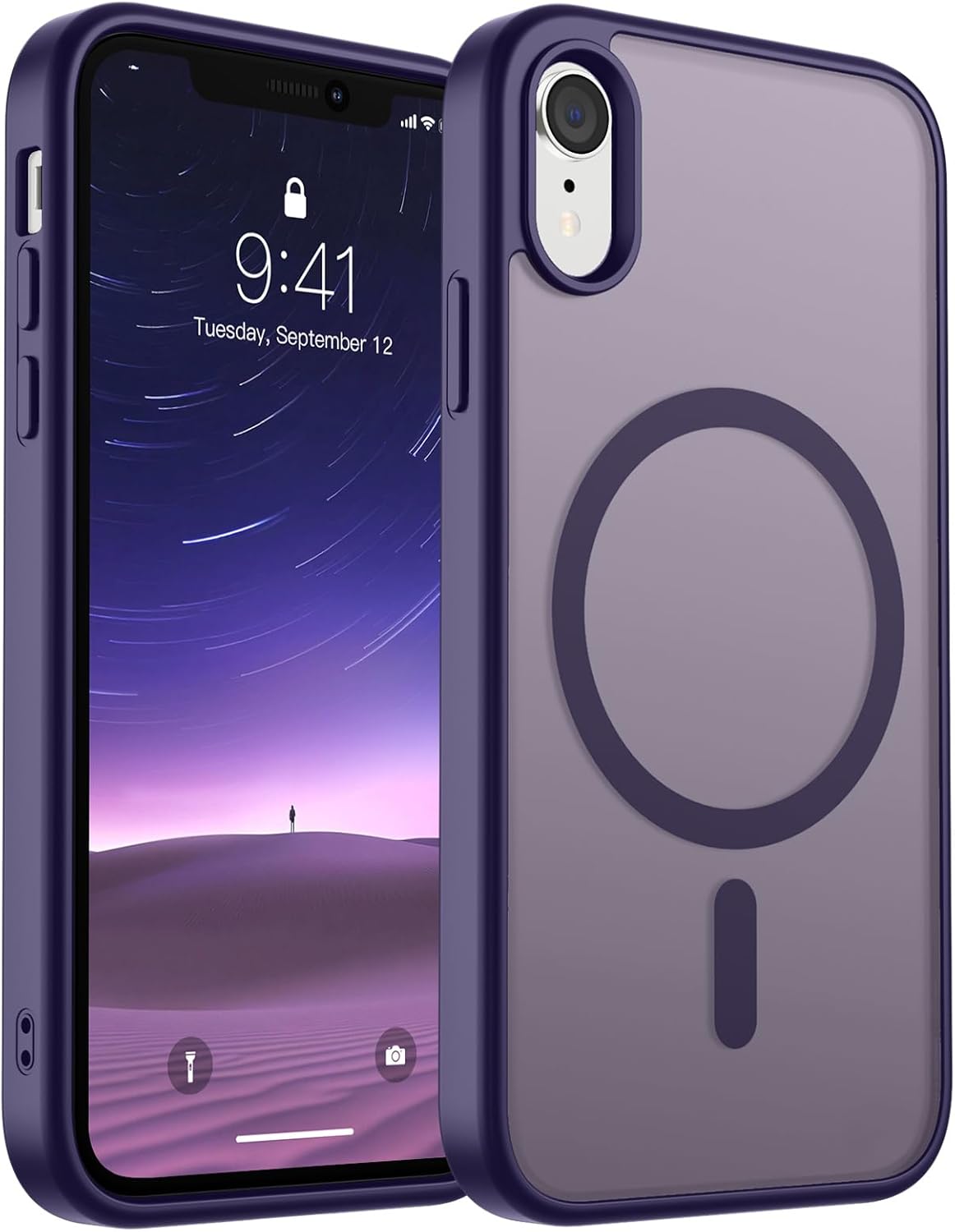 SUPFINE Magnetic for iPhone 14 Case & iPhone 13 Case (Compatible with MagSafe)(Military Grade Drop Protection) Translucent Matte Shockproof Phone Cover,Black