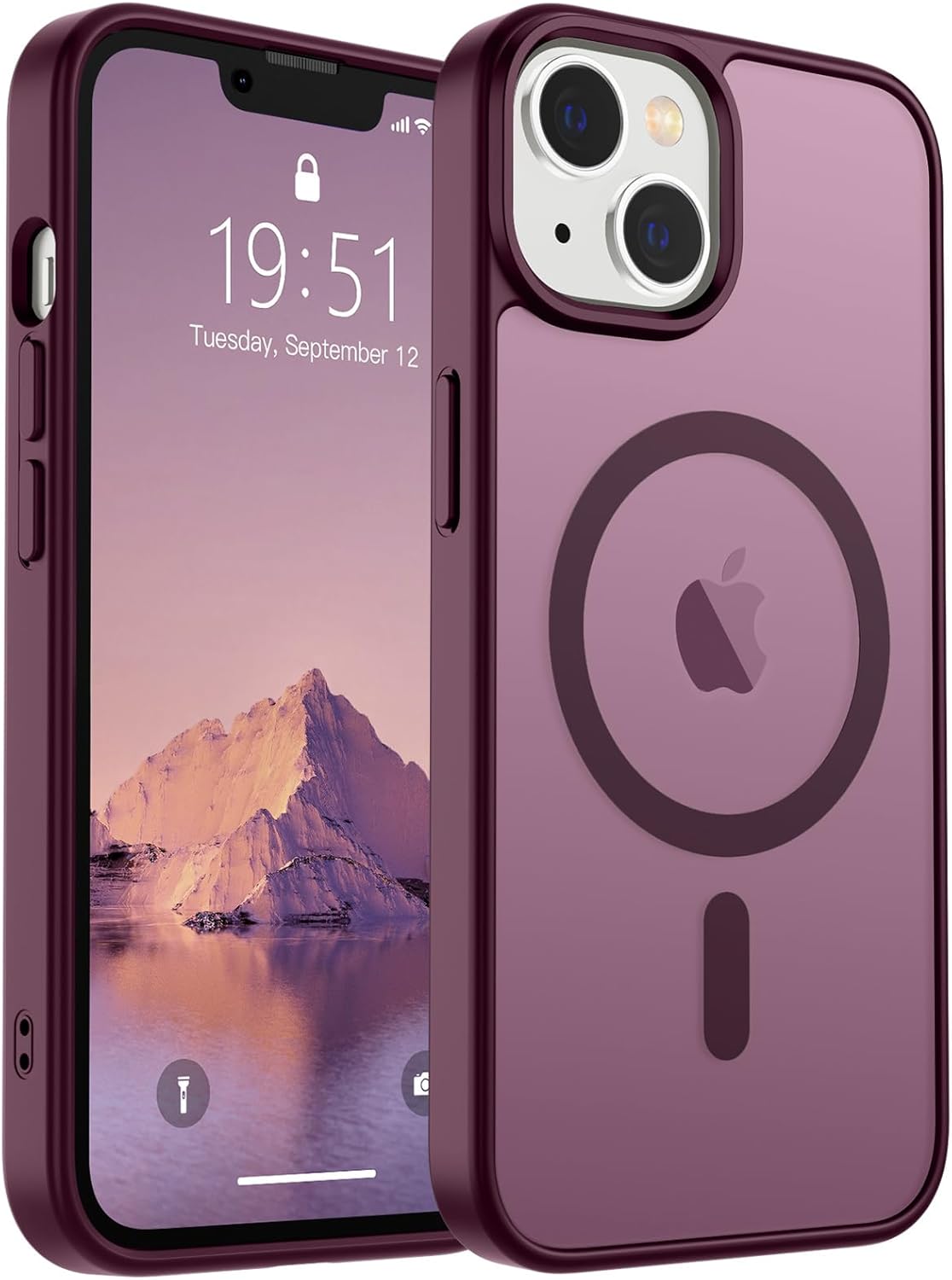 SUPFINE Magnetic for iPhone 14 Case & iPhone 13 Case (Compatible with MagSafe)(Military Grade Drop Protection) Translucent Matte Shockproof Phone Cover,Black