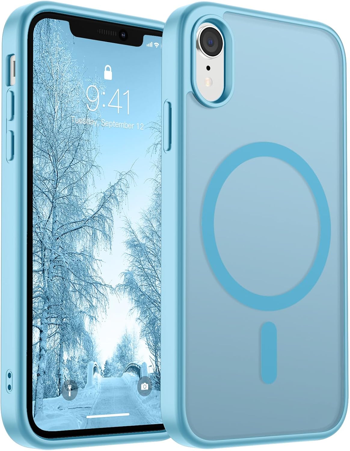 SUPFINE Magnetic for iPhone 14 Case & iPhone 13 Case (Compatible with MagSafe)(Military Grade Drop Protection) Translucent Matte Shockproof Phone Cover,Black