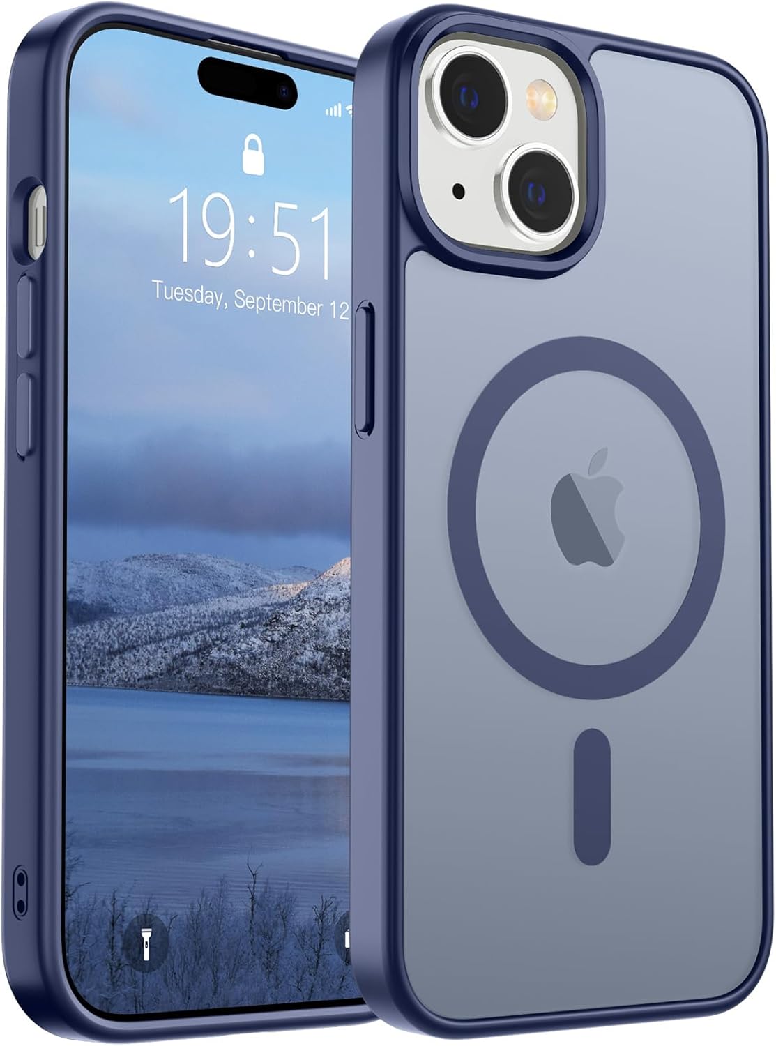 SUPFINE Magnetic for iPhone 14 Case & iPhone 13 Case (Compatible with MagSafe)(Military Grade Drop Protection) Translucent Matte Shockproof Phone Cover,Black