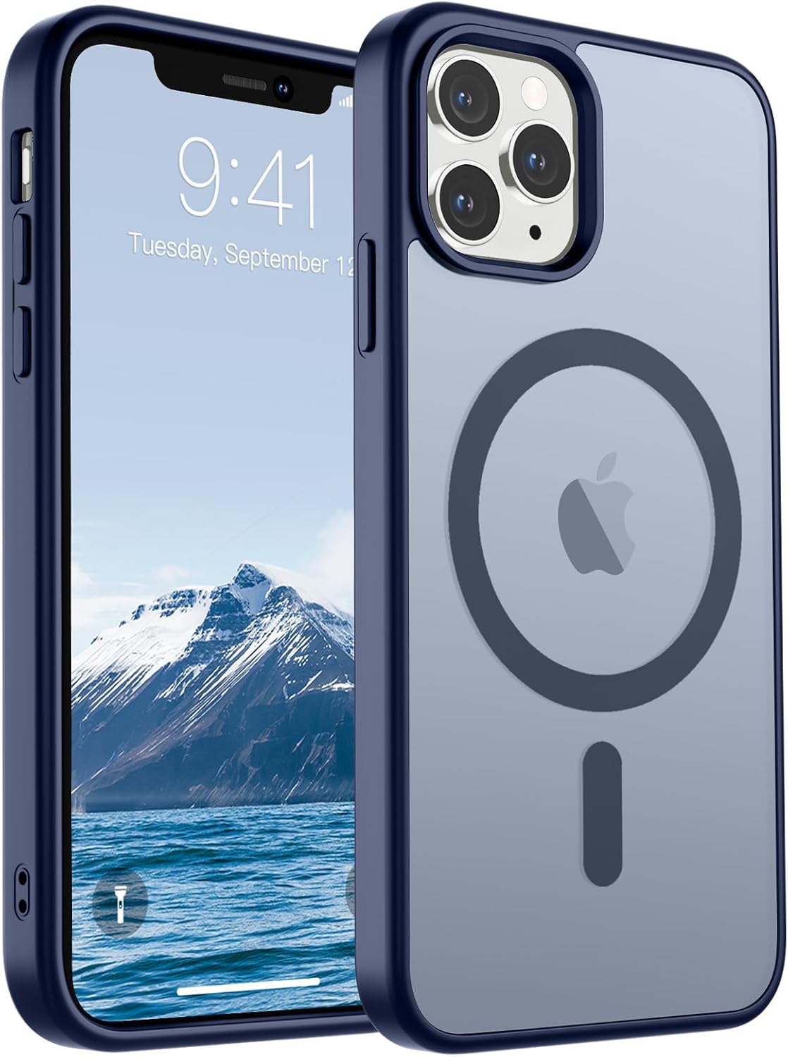 SUPFINE Magnetic for iPhone 14 Case & iPhone 13 Case (Compatible with MagSafe)(Military Grade Drop Protection) Translucent Matte Shockproof Phone Cover,Black