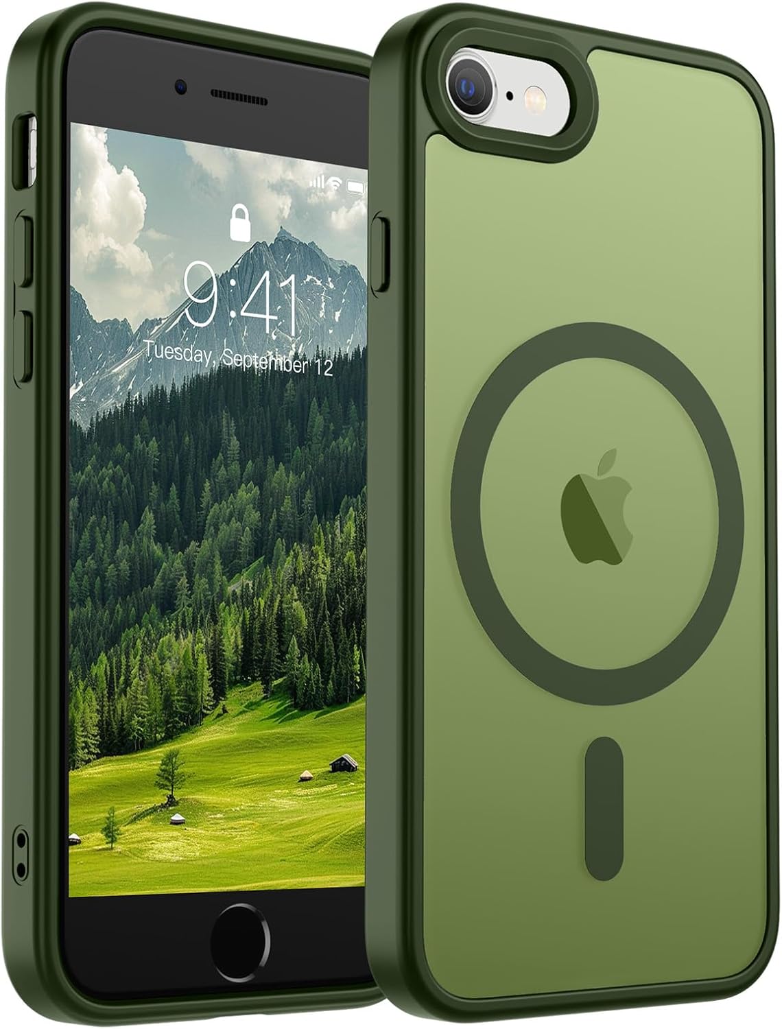 SUPFINE Magnetic for iPhone 14 Case & iPhone 13 Case (Compatible with MagSafe)(Military Grade Drop Protection) Translucent Matte Shockproof Phone Cover,Black