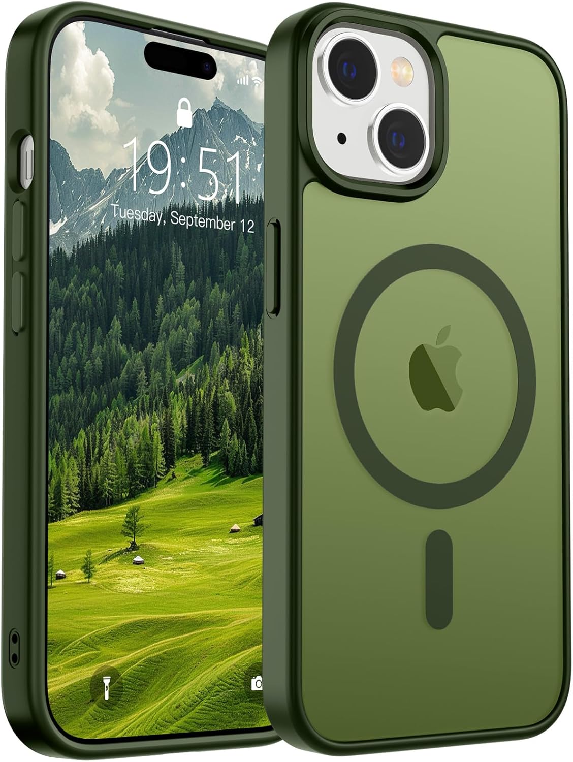 SUPFINE Magnetic for iPhone 14 Case & iPhone 13 Case (Compatible with MagSafe)(Military Grade Drop Protection) Translucent Matte Shockproof Phone Cover,Black