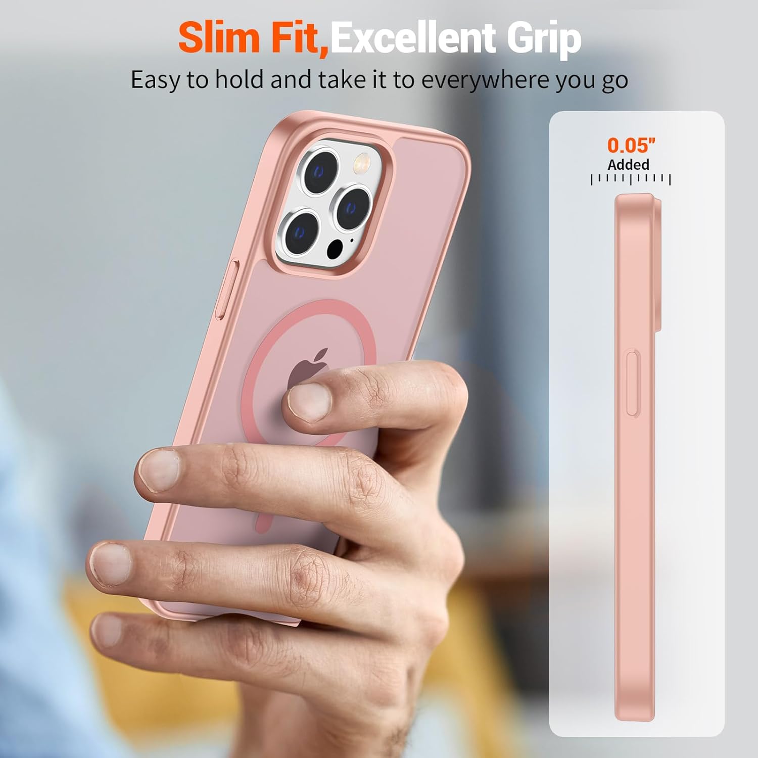 SUPFINE Magnetic for iPhone 14 Pro Case (Compatible with MagSafe) (Military Grade Drop Protection) Slim Translucent Matte Shockproof with Anti-Fingerprint Phone Case,Pink