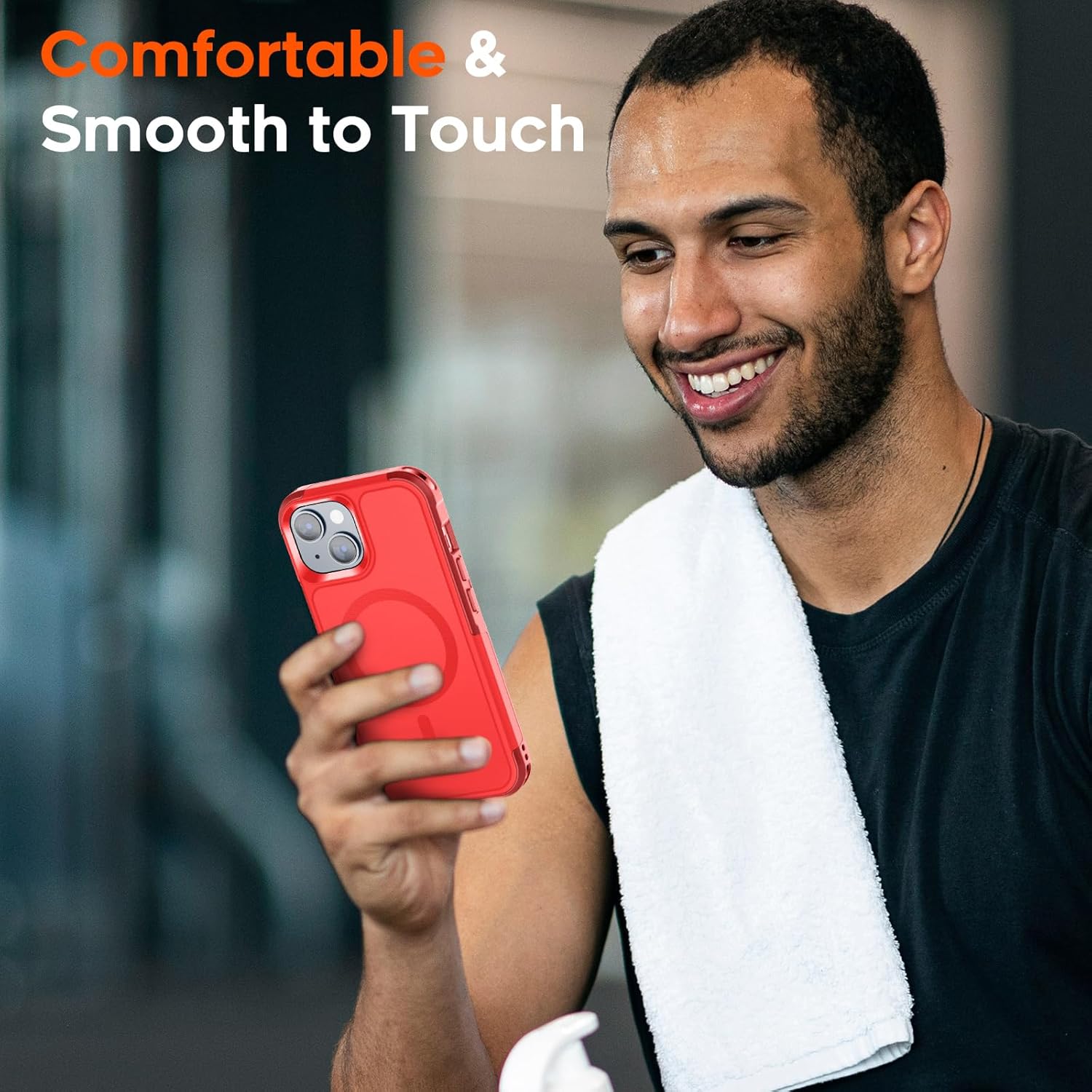 iPhone 15 Case, [Compatible with MagSafe] [15FT Military Grade Drop Protection] with [2pcs Tempered Glass Screen Protectors] Heavy Duty Shockproof Phone Case, Red