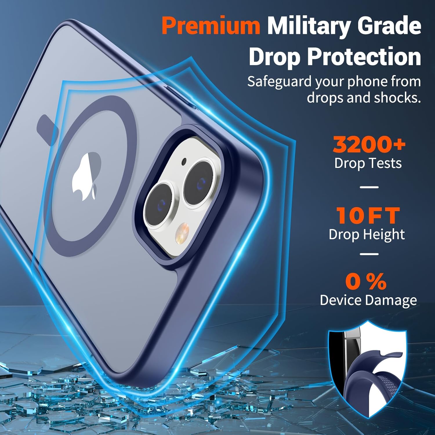 iPhone 15 Plus Case & iPhone 14 Plus Case(Compatible with MagSafe)(Military Grade Drop Protection) Slim Translucent with Anti-Fingerprint Phone Case,Lavender Gray