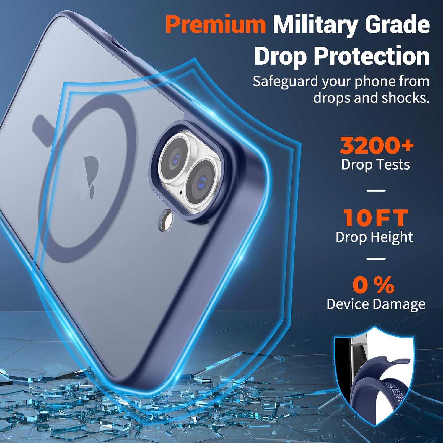 iPhone 16 Plus Case(Compatible with MagSafe) (Military Grade Drop Protection) Slim Translucent Matte Shockproof with Anti-Fingerprint Phone Case,Lavender Gray