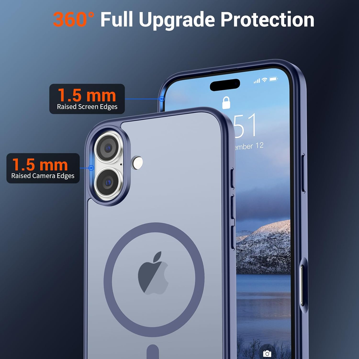 iPhone 16 Plus Case(Compatible with MagSafe) (Military Grade Drop Protection) Slim Translucent Matte Shockproof with Anti-Fingerprint Phone Case,Lavender Gray