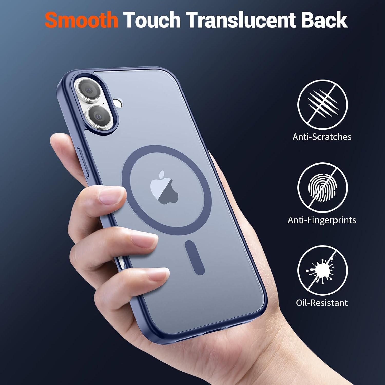 iPhone 16 Plus Case(Compatible with MagSafe) (Military Grade Drop Protection) Slim Translucent Matte Shockproof with Anti-Fingerprint Phone Case,Lavender Gray