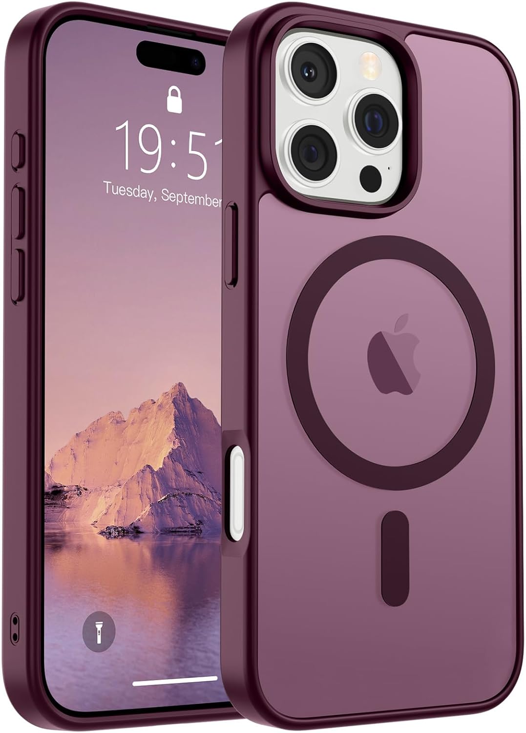 iPhone 16 Pro Case (Compatible with MagSafe) (Military Grade Drop Protection) Slim Translucent Matte Shockproof with Anti-Fingerprint Phone Case,Wine Red