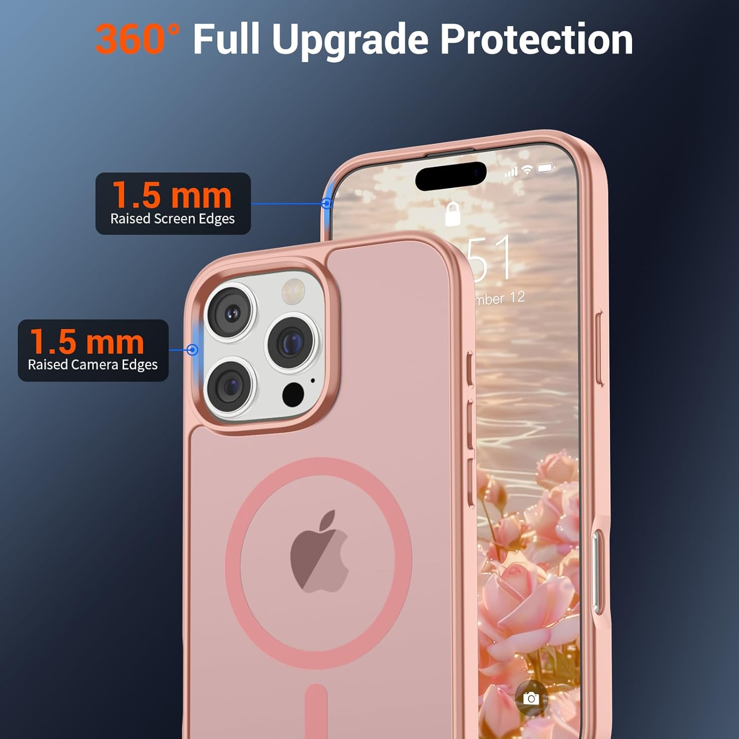 iPhone 16 Pro Case (Compatible with MagSafe) (Military Grade Drop Protection) Slim Translucent Matte Shockproof with Anti-Fingerprint Phone Case,Pink