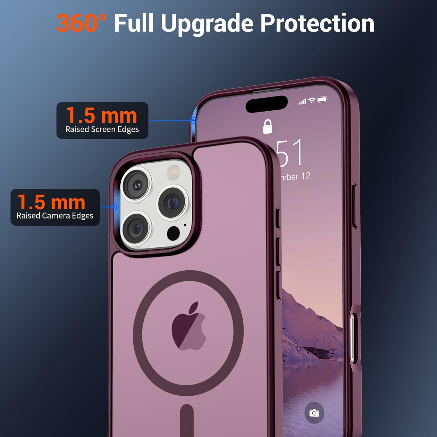 iPhone 16 Pro Case (Compatible with MagSafe) (Military Grade Drop Protection) Slim Translucent Matte Shockproof with Anti-Fingerprint Phone Case,Wine Red