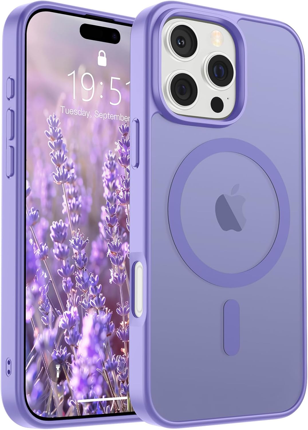 SUPFINE Magnetic for iPhone 16 Pro Max Case (Compatible with MagSafe) (Military Grade Drop Protection) Slim Translucent Matte Shockproof with Anti-Fingerprint Phone Case,Purple