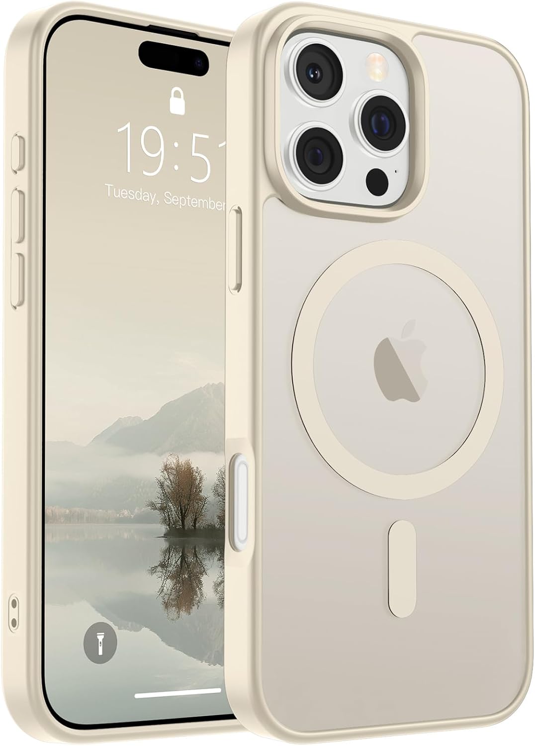 SUPFINE Magnetic for iPhone 16 Pro Max Case (Compatible with MagSafe) (Military Grade Drop Protection) Slim Translucent Matte Shockproof with Anti-Fingerprint Phone Case,Antique White