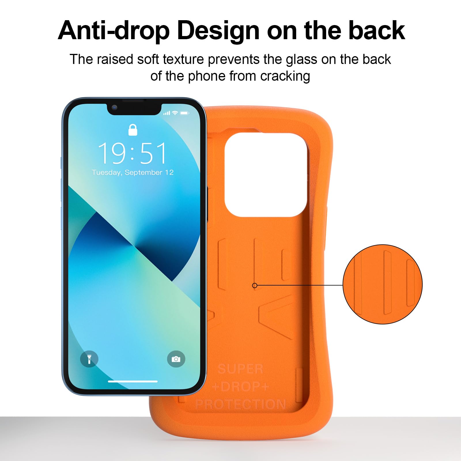 SUPFINE Shockproof Phone Case for iPhone 15/15 Pro/14/14 Pro/13/13 Pro/12/12 Pro, [EVA Foam Material][10 FT Military Grade Drop Protection] Non-Slip Drop-Proof Protective Cover-6.1 inch Orange