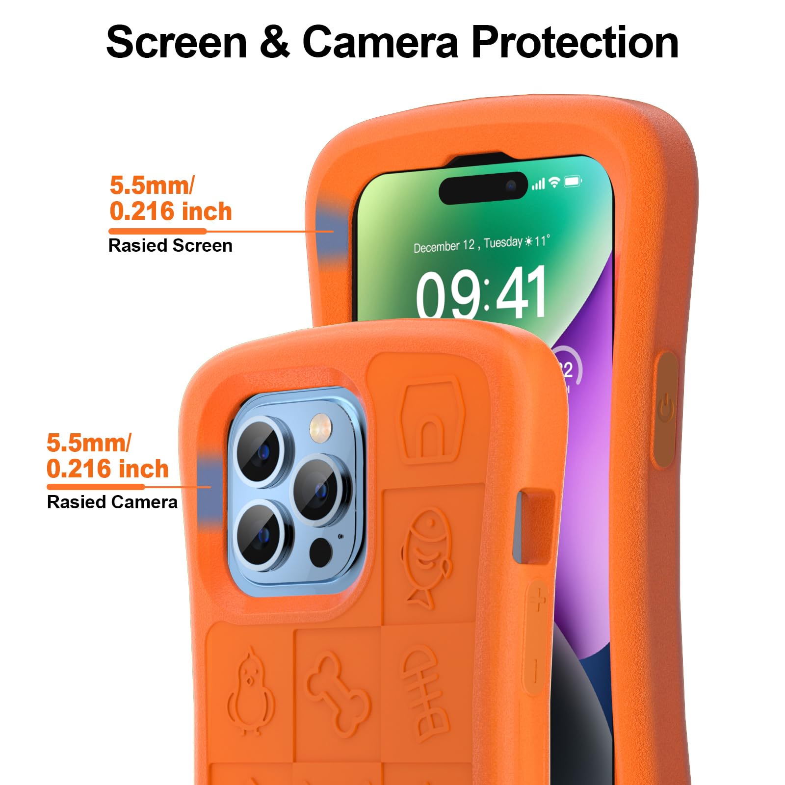 SUPFINE Shockproof Phone Case for iPhone 15/15 Pro/14/14 Pro/13/13 Pro/12/12 Pro, [EVA Foam Material][10 FT Military Grade Drop Protection] Non-Slip Drop-Proof Protective Cover-6.1 inch Orange