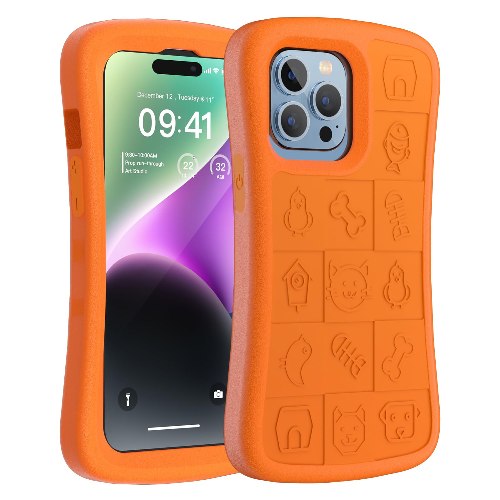 SUPFINE Shockproof Phone Case for iPhone 15/15 Pro/14/14 Pro/13/13 Pro/12/12 Pro, [EVA Foam Material][10 FT Military Grade Drop Protection] Non-Slip Drop-Proof Protective Cover-6.1 inch Orange