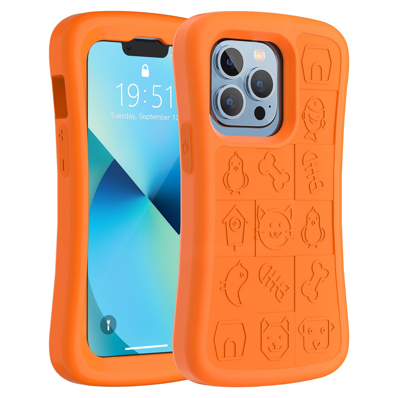 SUPFINE Shockproof Phone Case for iPhone 15/15 Pro/14/14 Pro/13/13 Pro/12/12 Pro, [EVA Foam Material][10 FT Military Grade Drop Protection] Non-Slip Drop-Proof Protective Cover-6.1 inch Orange