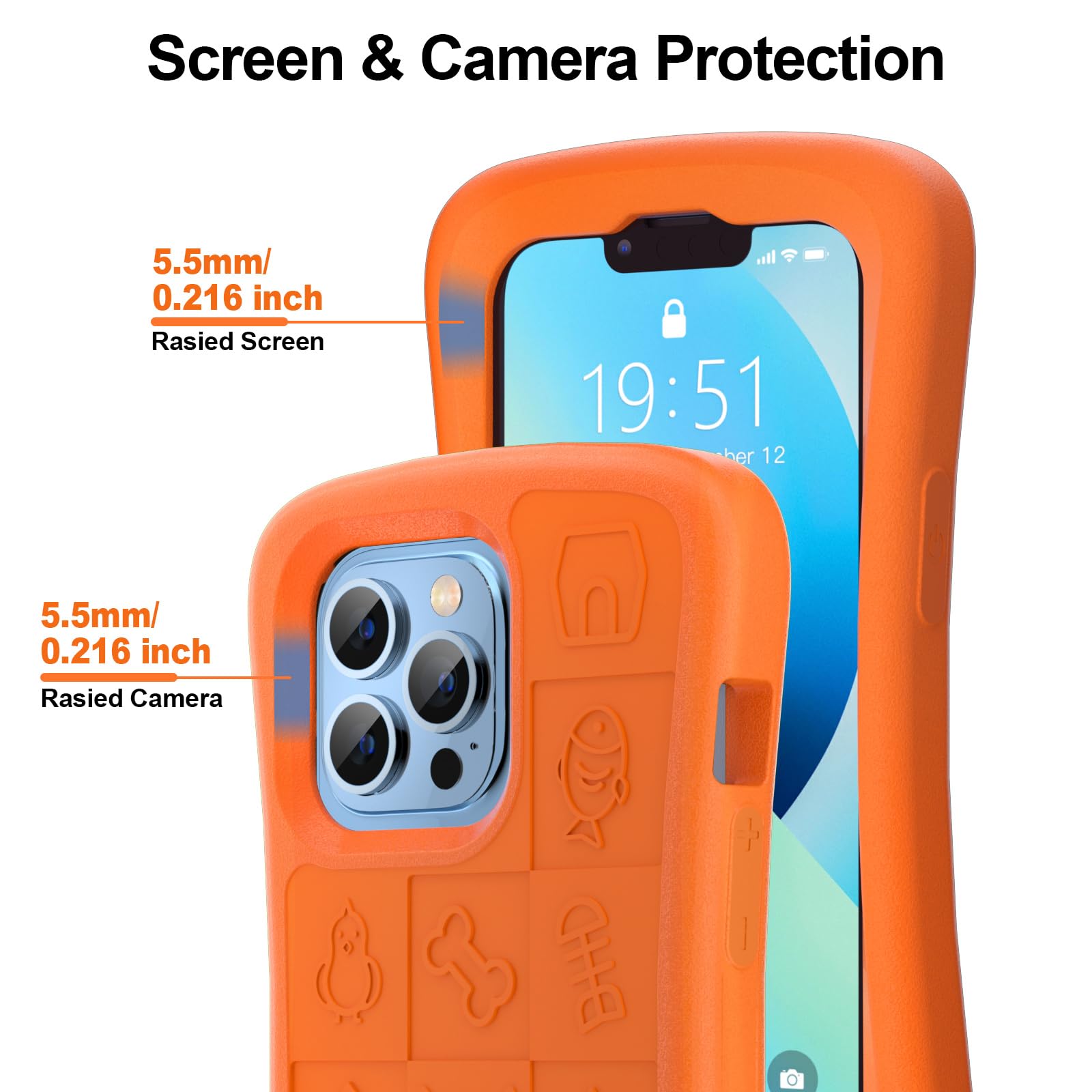 SUPFINE Shockproof Phone Case for iPhone 15/15 Pro/14/14 Pro/13/13 Pro/12/12 Pro, [EVA Foam Material][10 FT Military Grade Drop Protection] Non-Slip Drop-Proof Protective Cover-6.1 inch Orange