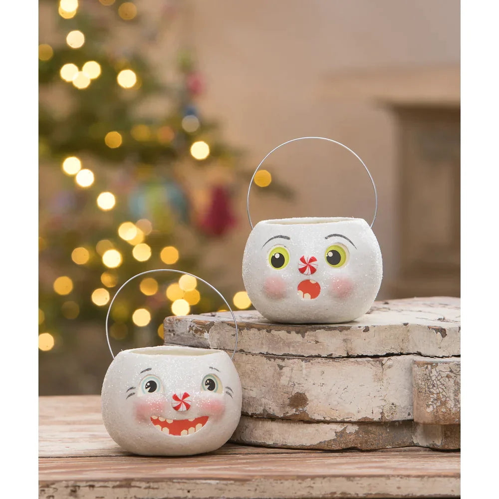 Surprised Snowman Bucket Petite by Bethany Lowe Designs